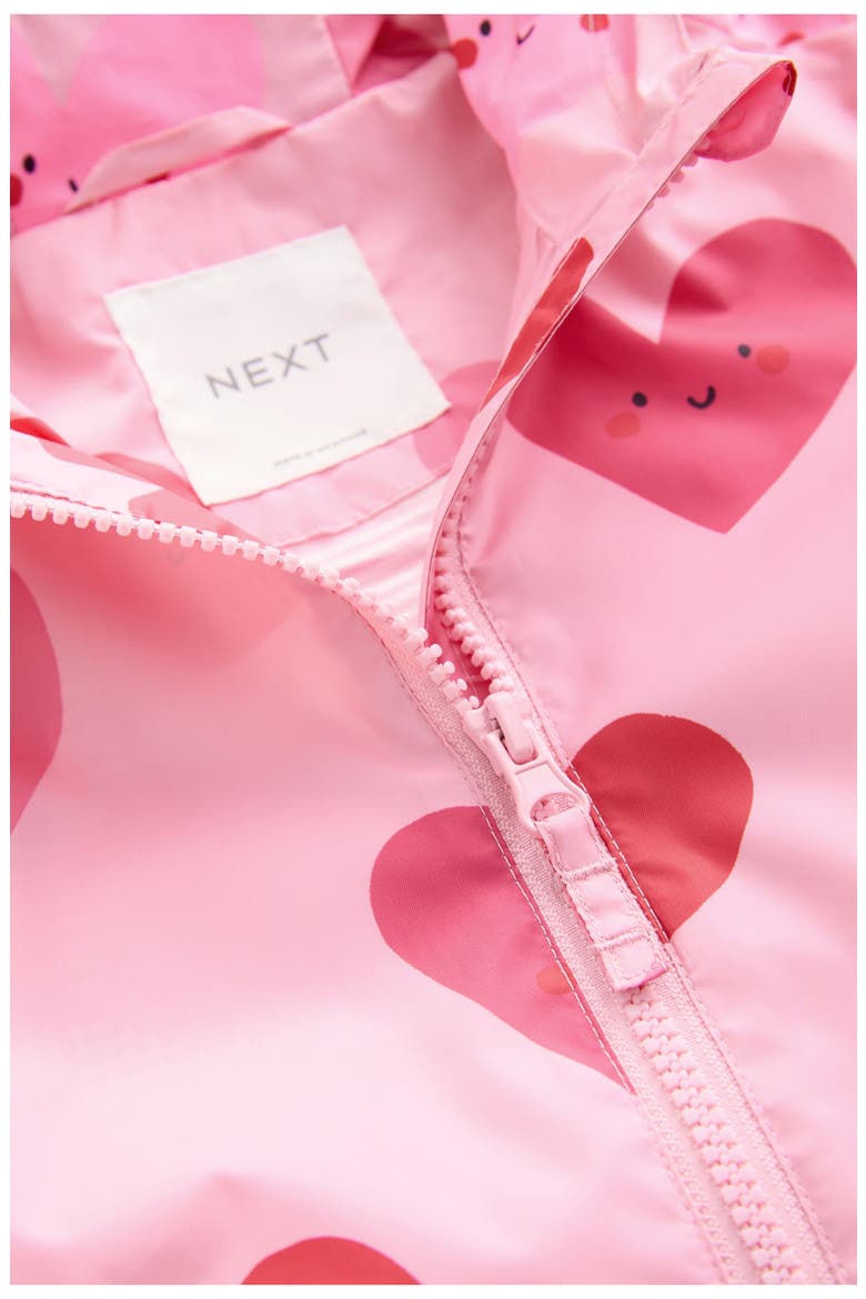 Kids' Heart Print Rain Jacket, Alternate, color, PINK