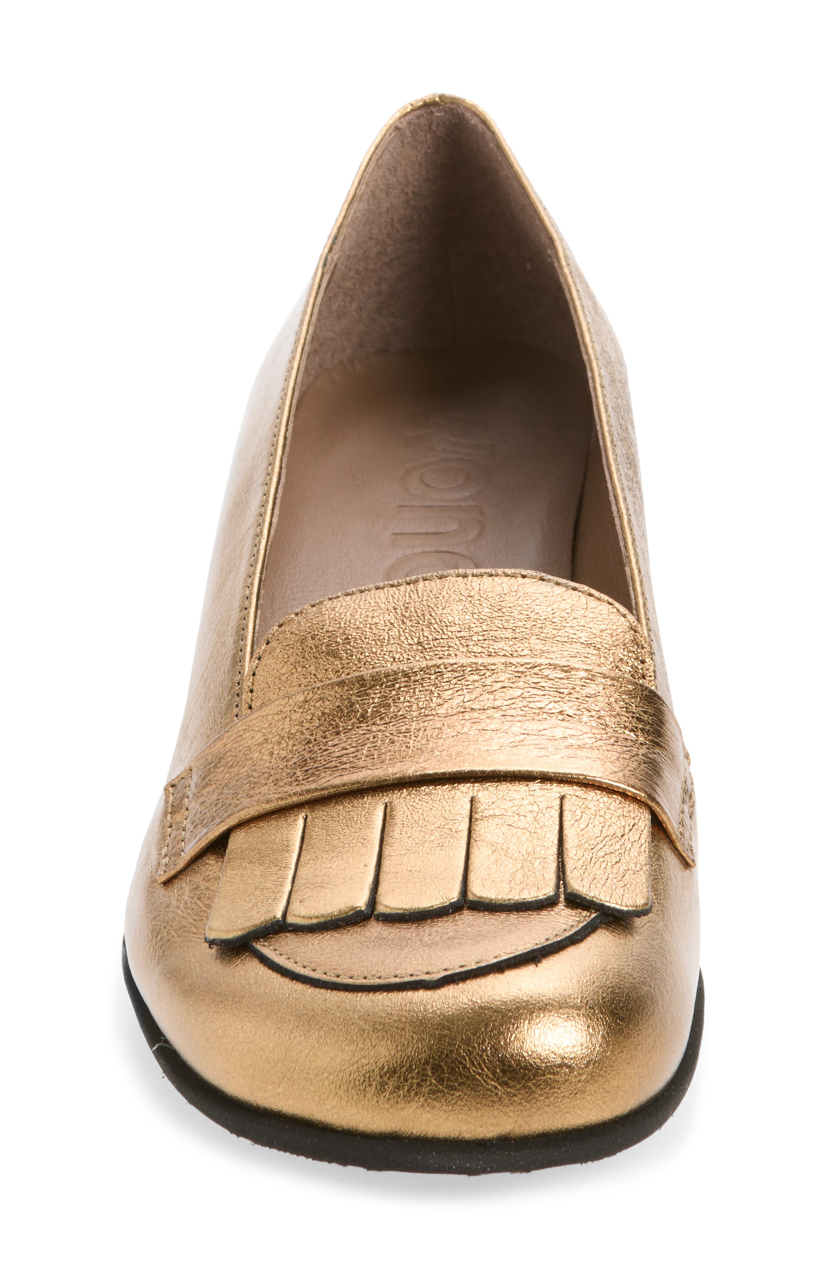 Kiltie Loafer Pump, Alternate, color, GOLD