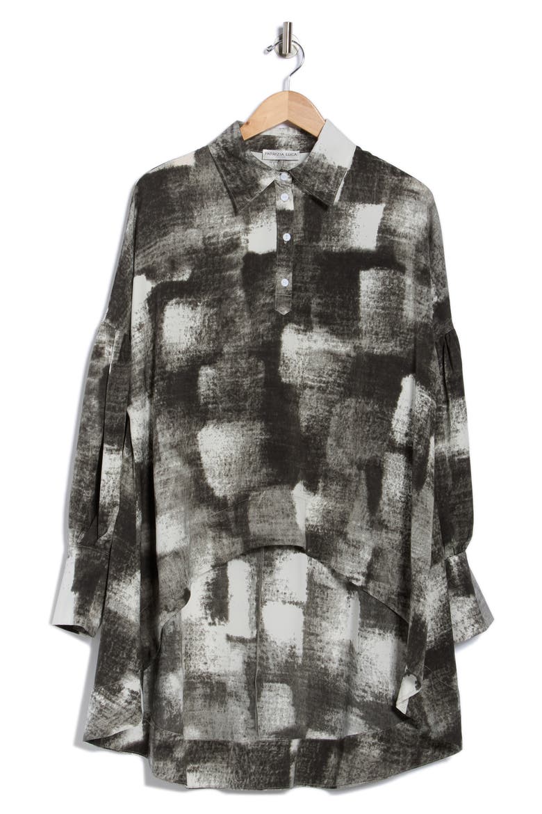 Oversize High-Low Button-Up Shirt, Alternate, color, GREY