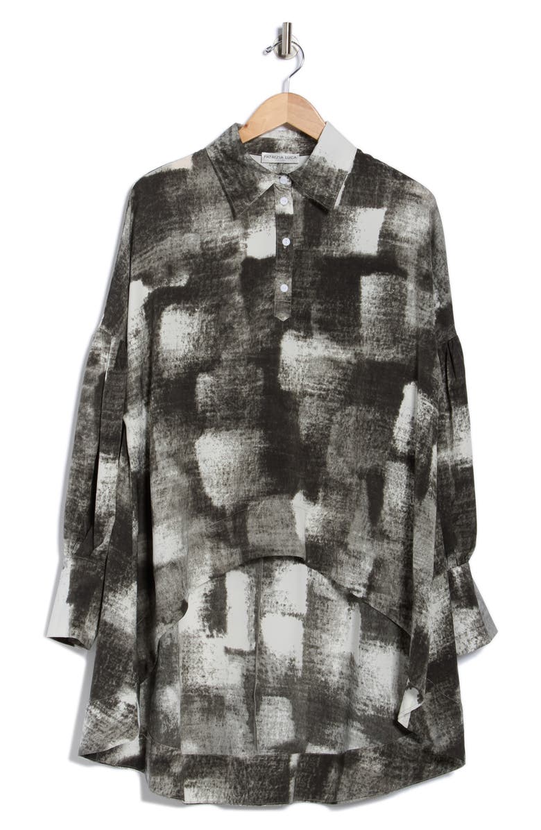 PATRIZIA LUCA Oversize High-Low Button-Up Shirt, Alternate, color, Grey