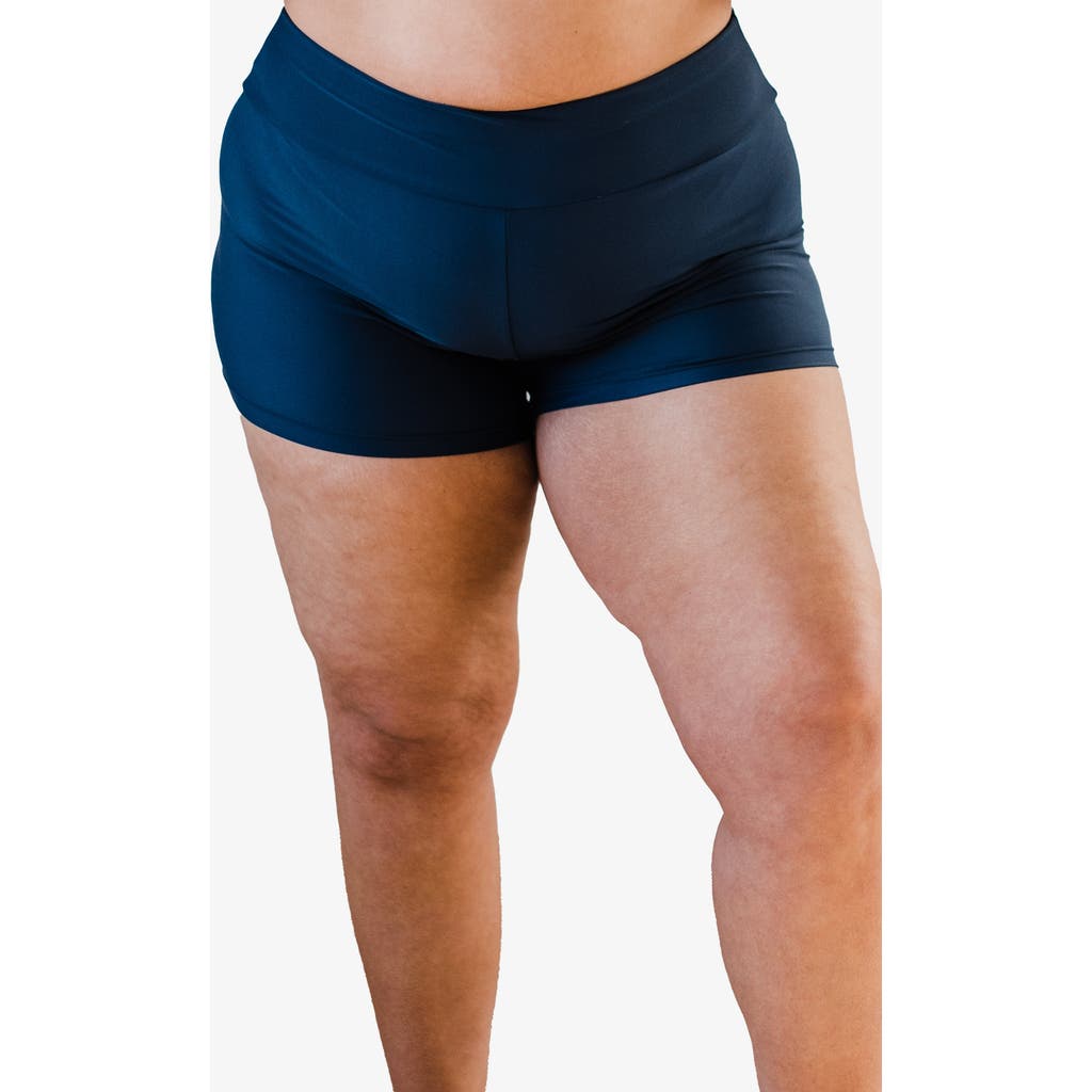 Calypsa Plus Size Swim Shorts In Blue