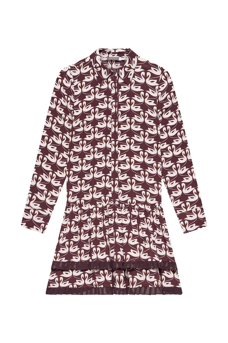 Swan Print Mini Dress, Alternate, color, Burgundy