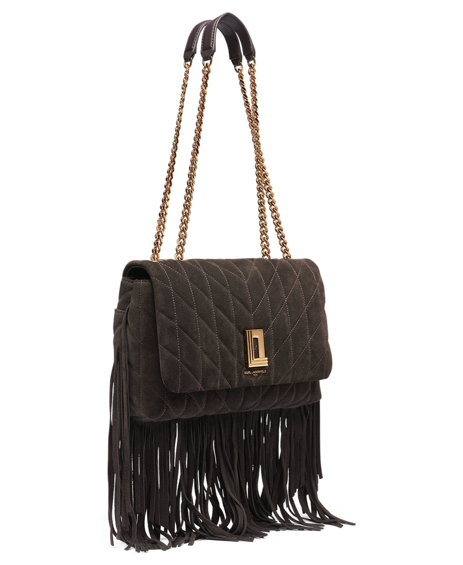 Lafayette Suede Fringe Shoulder Bag, Alternate, color, Fudge