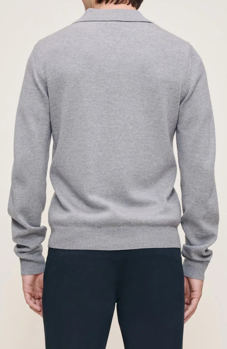 DL1961 Merino Wool Johnny Collar Polo Sweater, Alternate, color, Grey Melange