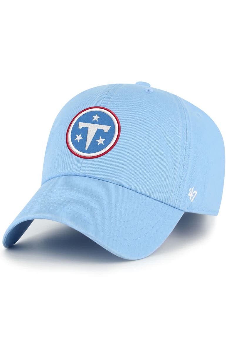 Men's '47  Light Blue Tennessee Titans Primary Logo Clean Up Adjustable Hat, Main, color, Light Blue