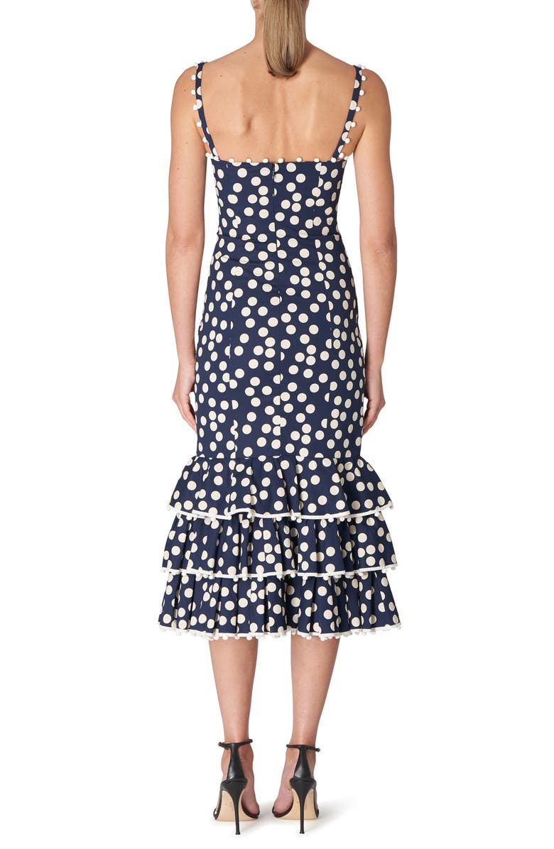 Carolina Herrera Polka Dot Tiered Ruffle Stretch Cotton Dress, Alternate, color, 