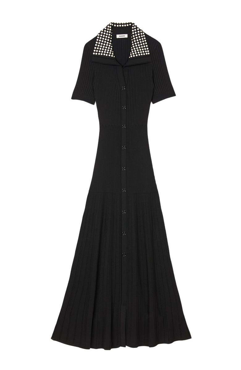 SANDRO Knit maxi dress with studs, Alternate, color, 