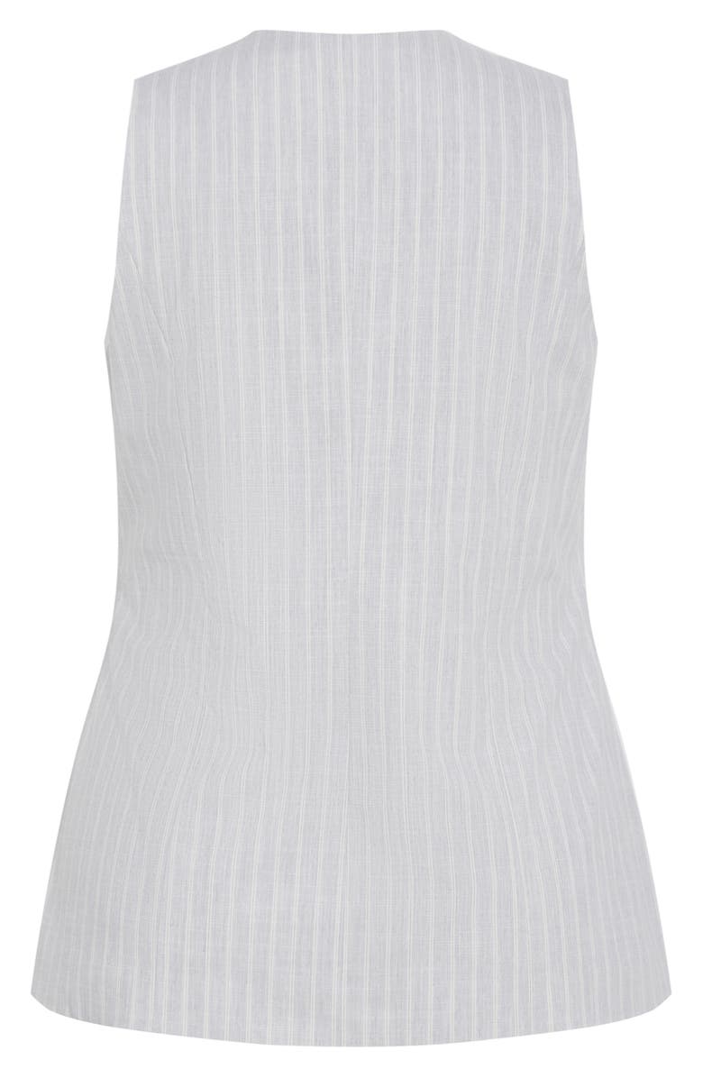 City Chic Jaz Stripe Cutaway Vest, Alternate, color, Silver Stripe