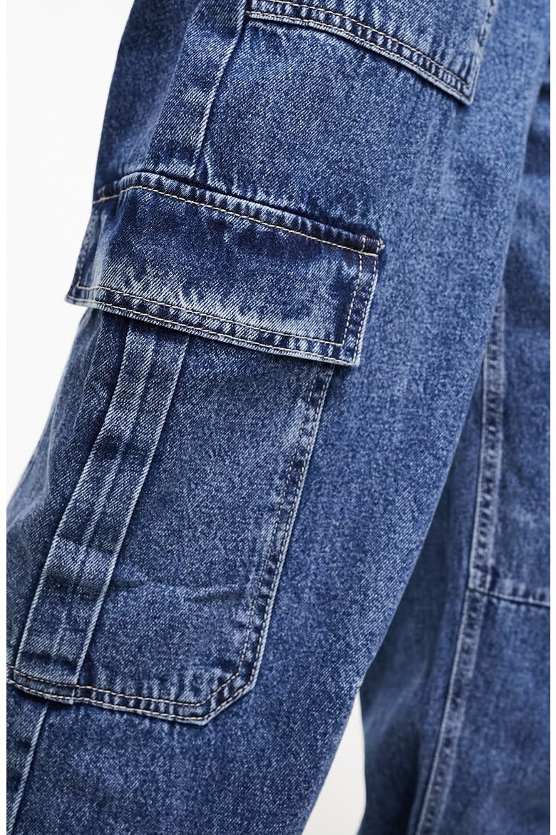 Wide Leg Cargo Jeans, Alternate, color, MID BLUE