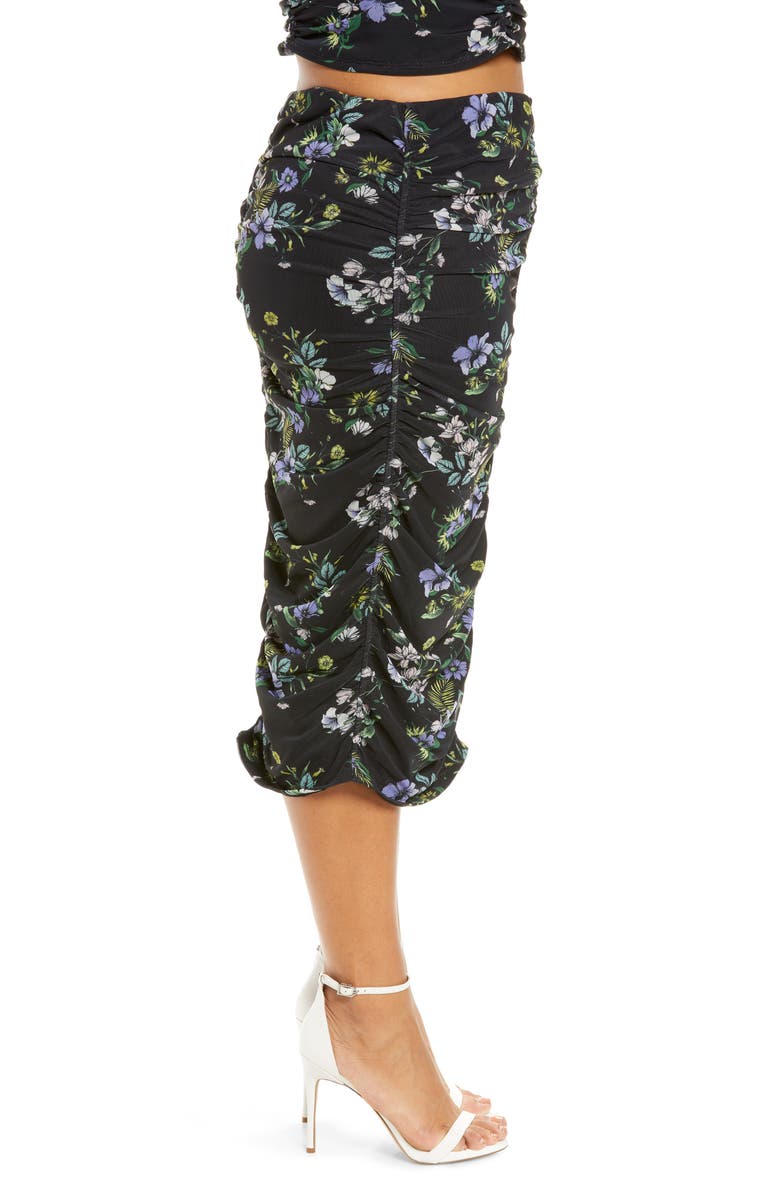 AFRM Venice Floral Ruched Powermesh Skirt, Alternate, color,