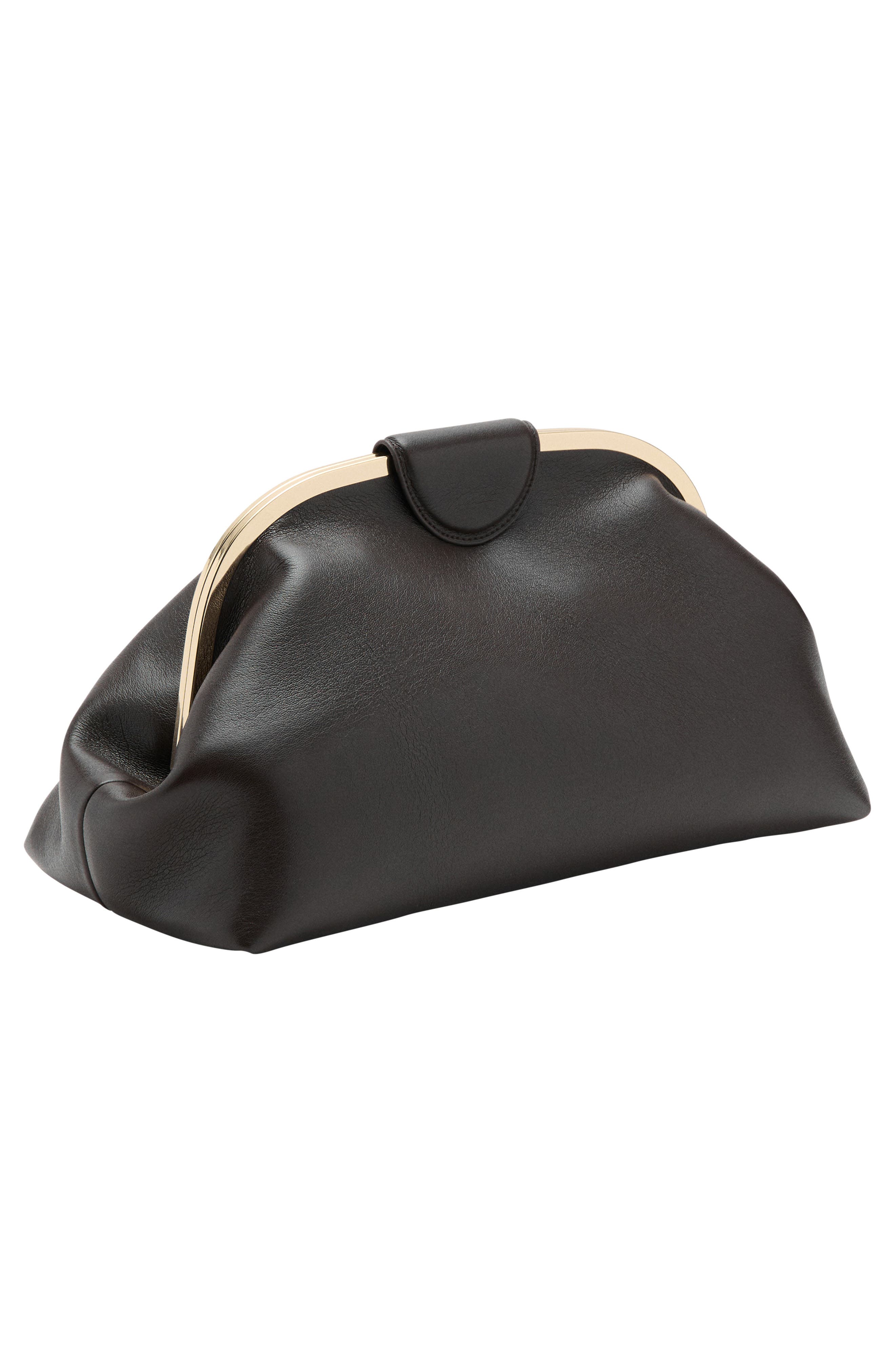 Large Faux Leather Frame Clutch, Alternate, color, CHOCOLATE