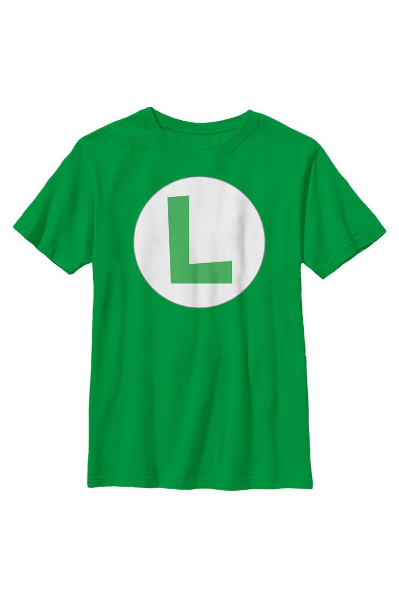 Boy's Nintendo Luigi Circle Icon  Graphic T-Shirt, Main, color, Kelly Green
