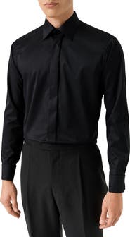 Eton Contemporary Fit Geometric Brocade Supima Cotton Dress Shirt