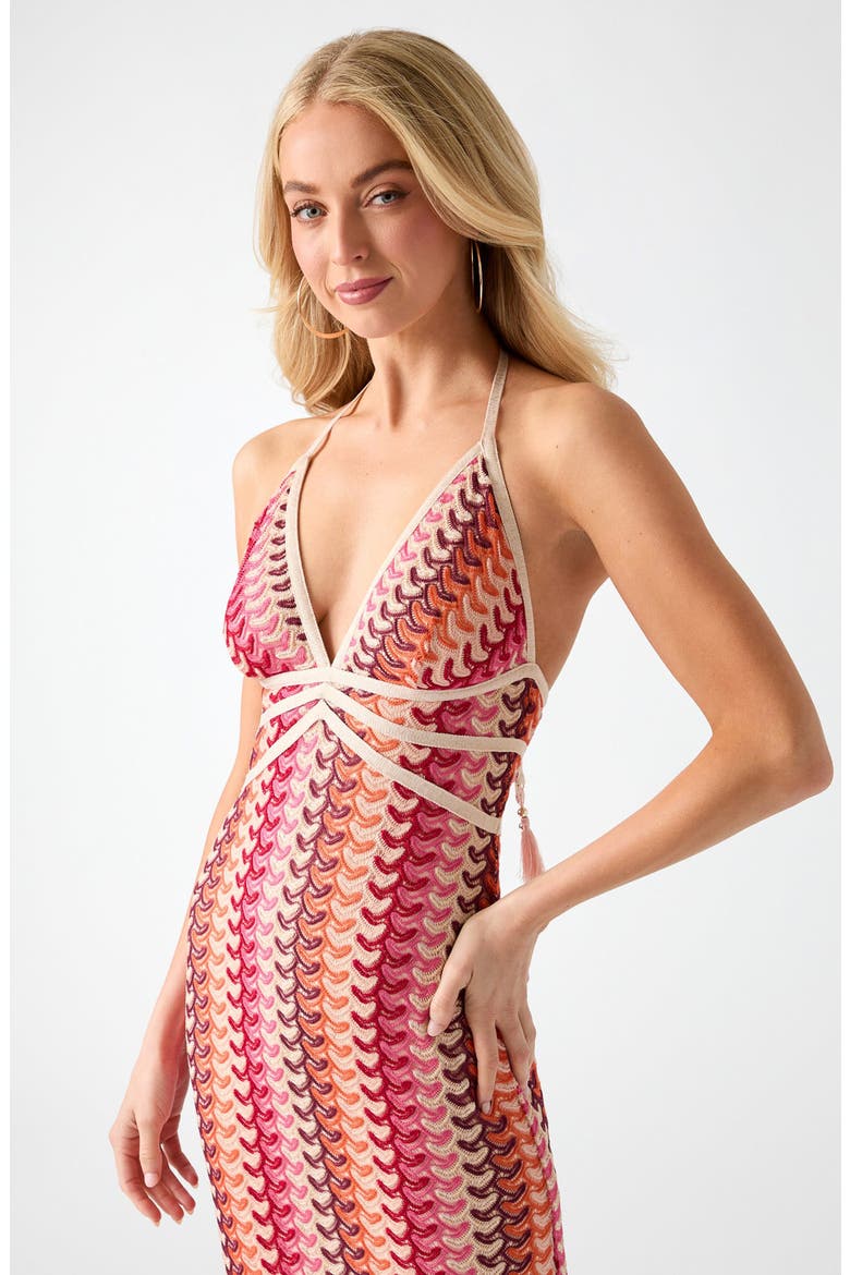 Fearne Knit Halter Dress, Alternate, color, RED ORANGE