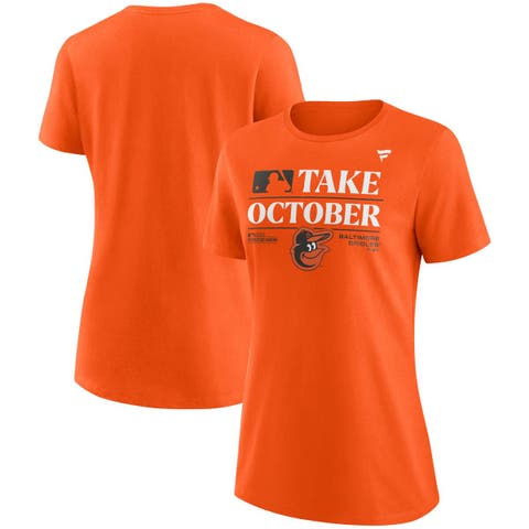 Women's Fanatics Branded Orange Baltimore Orioles 2023 Postseason Locker Room Scoop Neck T-Shirt