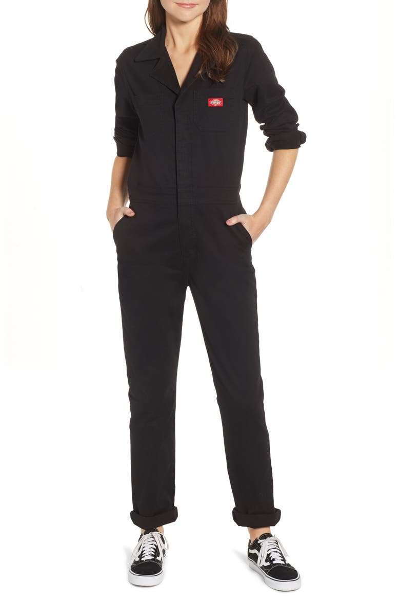 Twill Coveralls, Main, color, BLACK