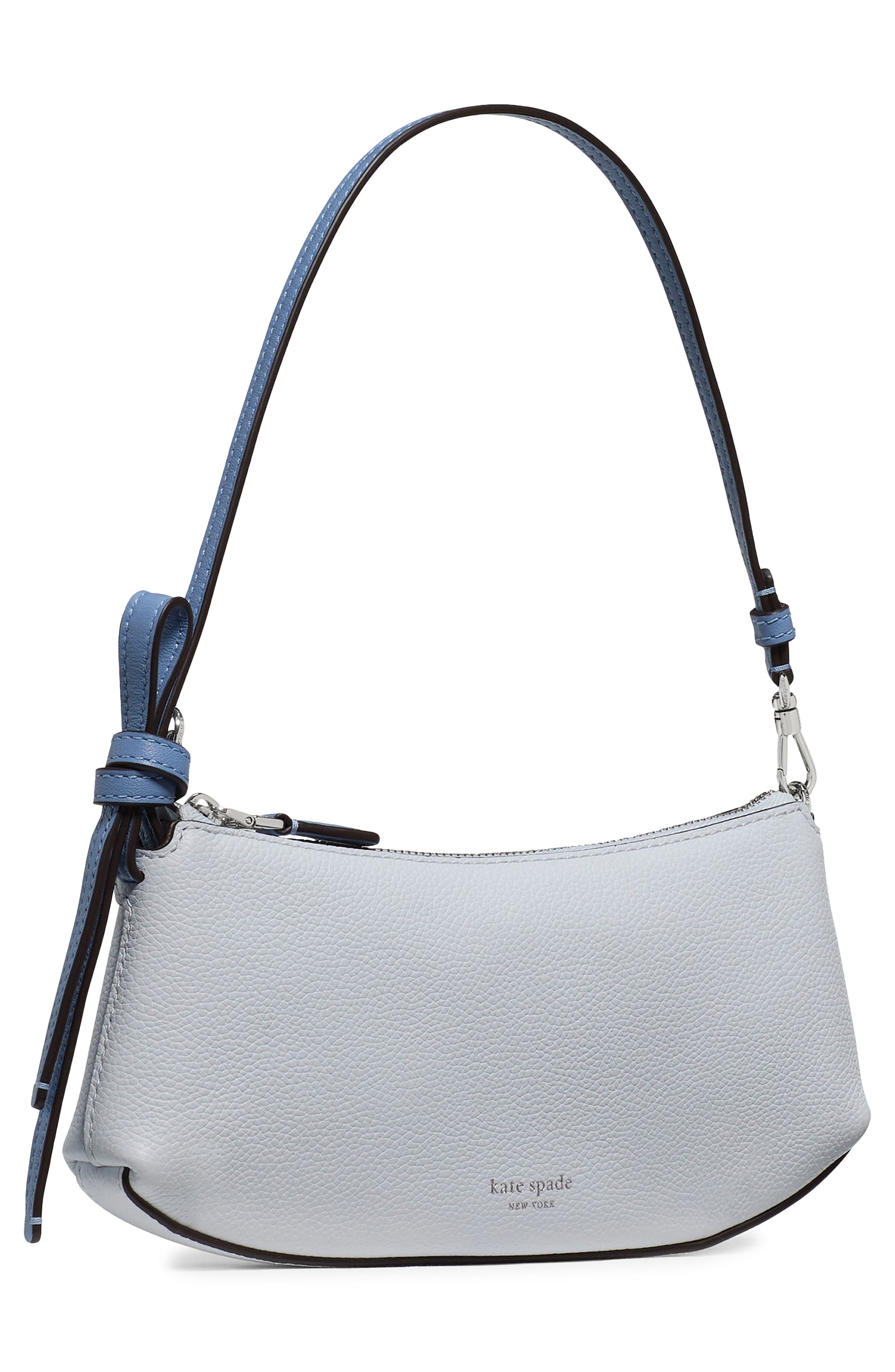 Kate Spade New York loop colorblock pebble leather pochette shoulder bag, Alternate, color, Pale Sapphirine