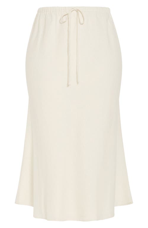 City Chic Vivien Linen Blend Drawstring Skirt In Cream