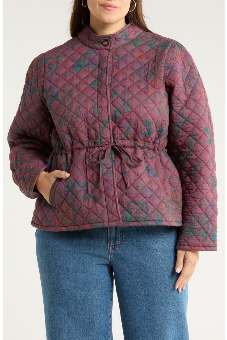 Floral Quilted Jacket, Alternate, color, BURGUNDY PAISLEY