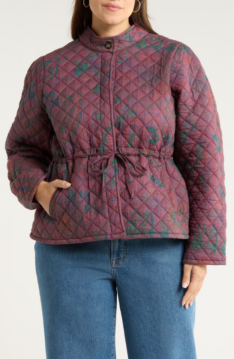 Treasure & Bond Floral Quilted Jacket, Alternate, color, Burgundy Paisley