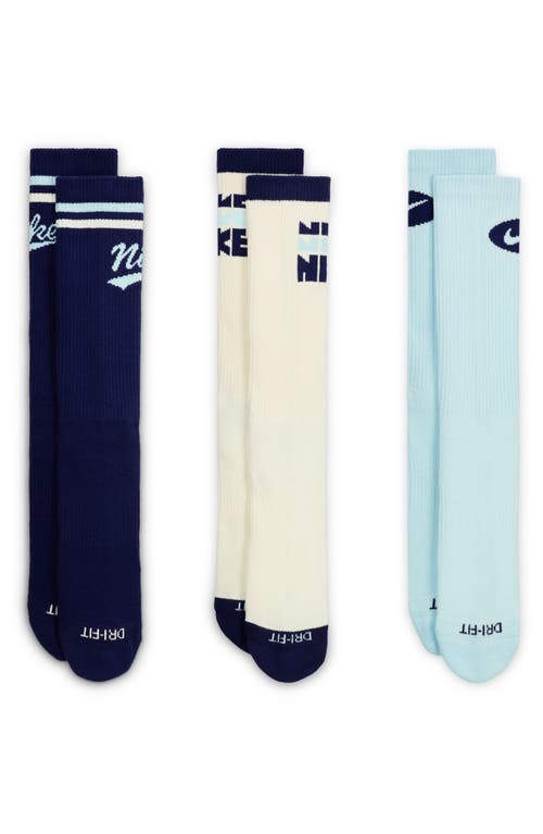 Nike Assorted 3-pack Dri-fit Everyday Plus Cushioned Crew Socks In Multi Color