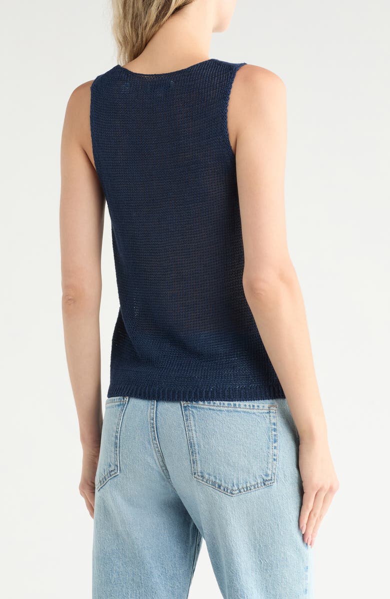 Vince Beachy Linen Open Stitch Tank, Alternate, color, Coastal