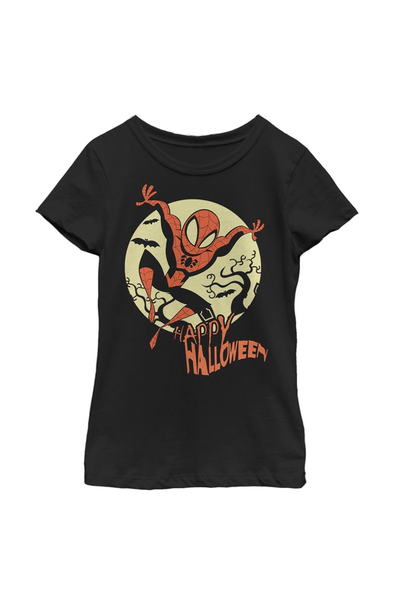 Marvel Girl's Marvel Spider-Man Happy Halloween Graphic T-Shirt, Main, color, Black