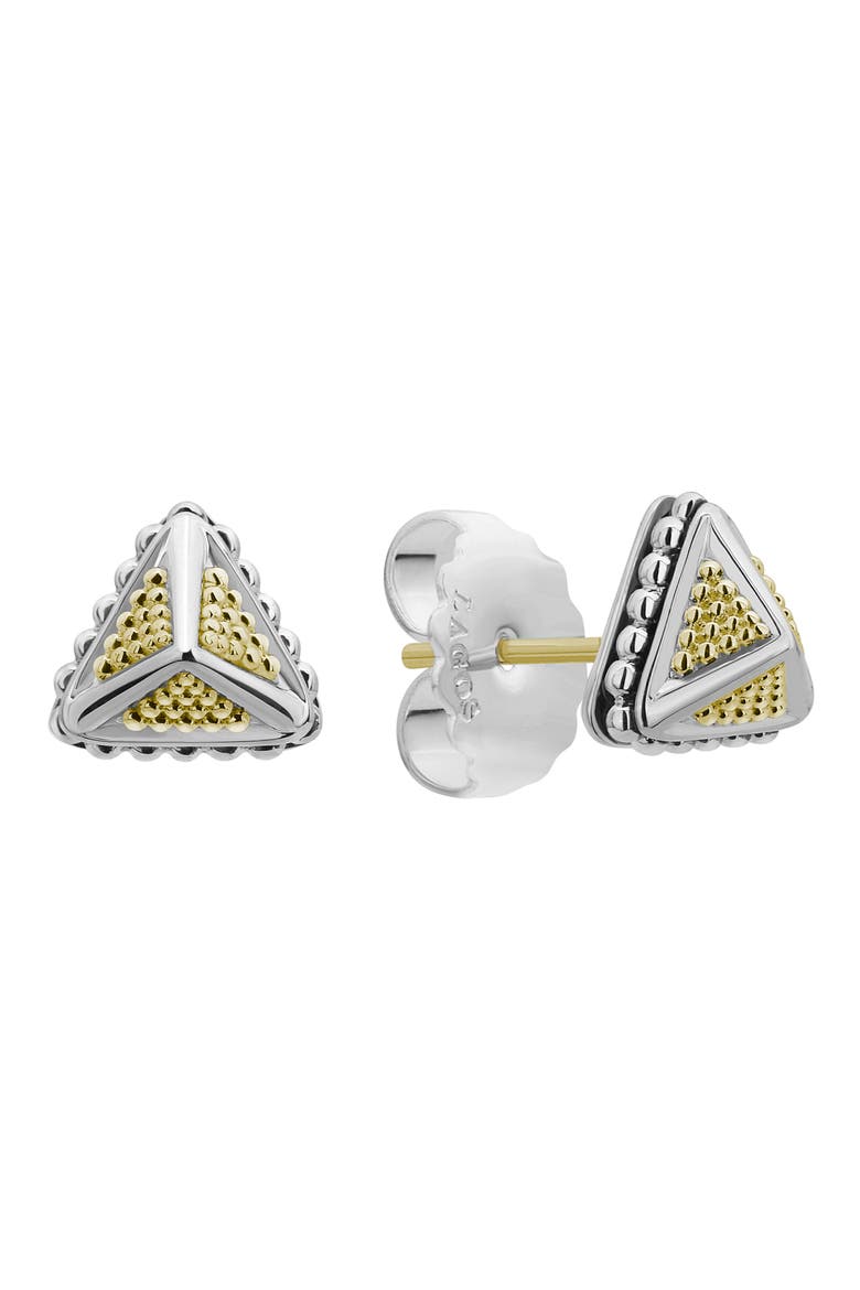 KSL Two-Tone Pyramid Stud Earrings, Alternate, color, SILVER