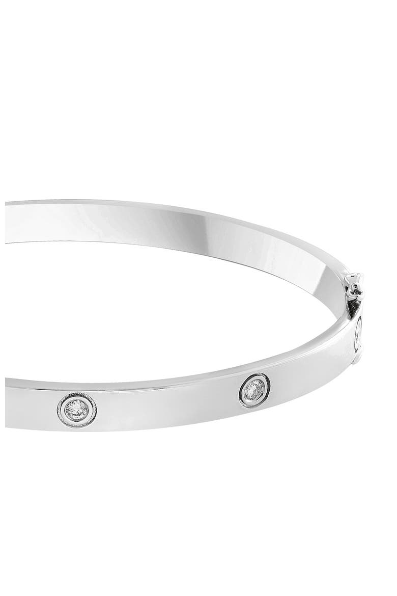 925 Sterling Silver Diamond Station Bangle, Alternate, color, Sterling Silver