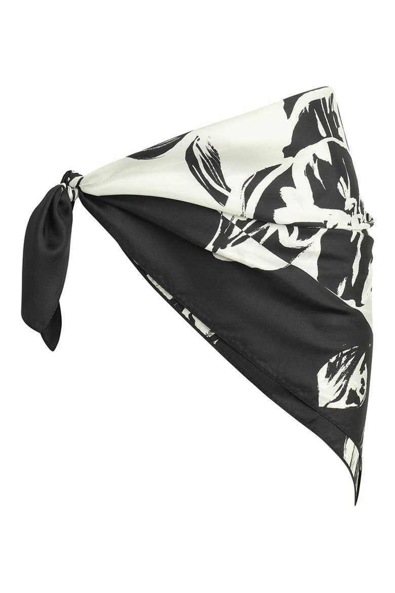 The Vintage Floral Silk Square Scarf, Alternate, color, BLACK/ IVORY