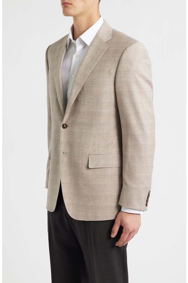Siena Regular Fit Windowpane Plaid Super 150s Wool Sport Coat, Alternate, color, BEIGE
