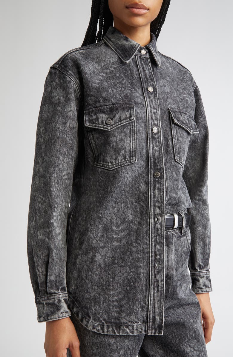 Golden Goose Journey Ollie Boyfriend Denim Button-Up Shirt, Alternate, color, Black Marble