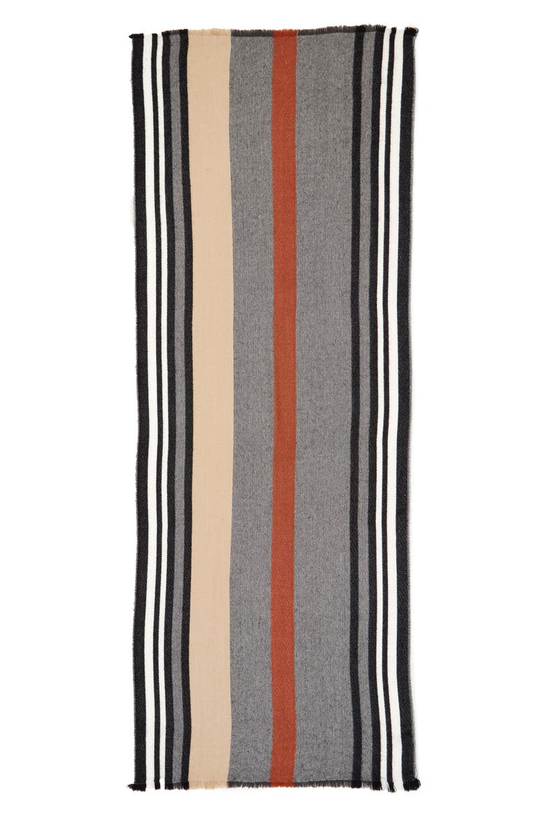 Multi Color Stripe Oblong Scarf, Alternate, color, GREY MULTI