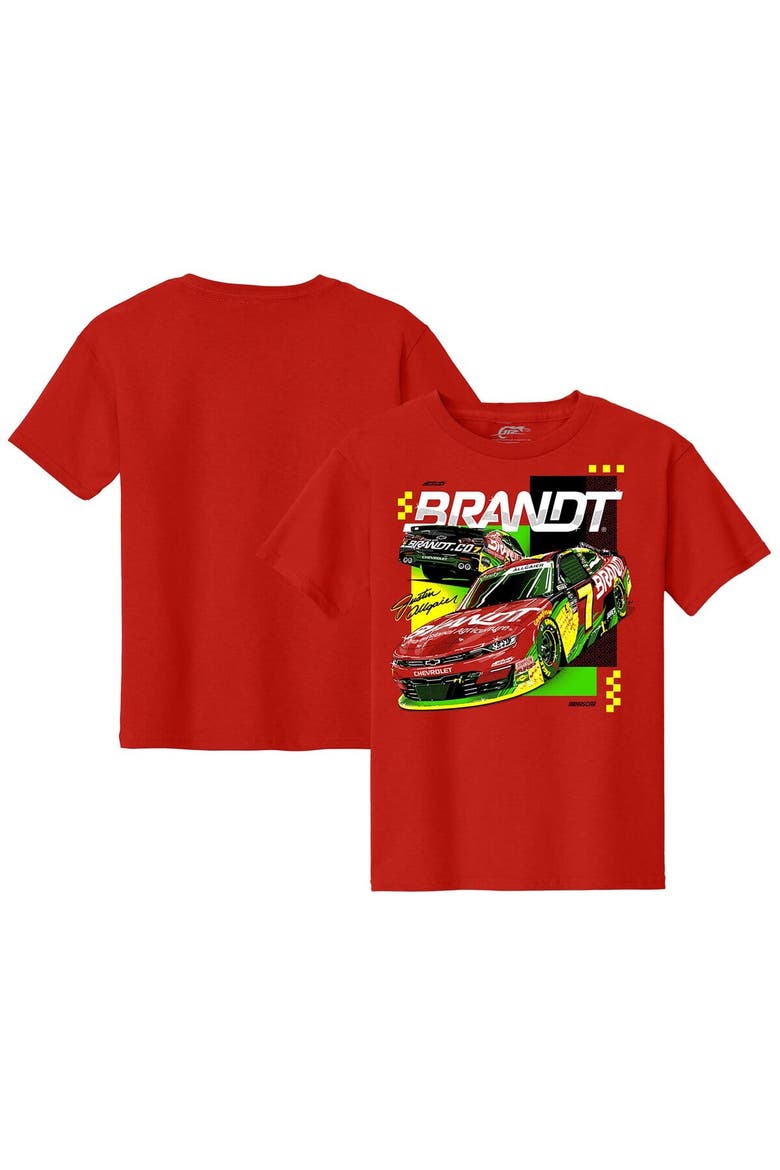 Youth JR Motorsports Official Team Apparel Red Justin Allgaier Brandt Car T-Shirt, Alternate, color, Red