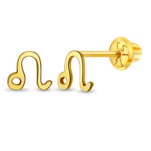 In Season Jewelry 14k Dainty Zodiac Sign Earrings in Gold Leo at Nordstrom