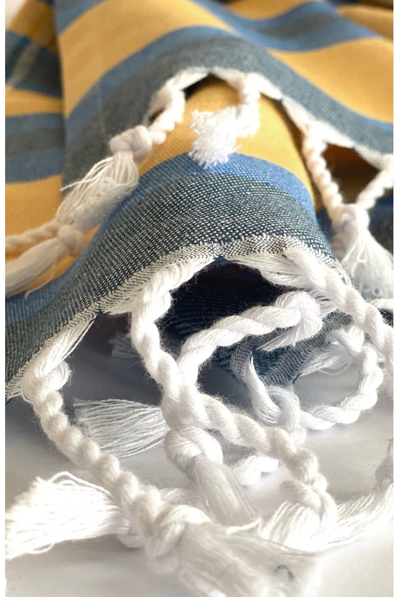 Samara Striped Blue & Yellow Turkish Towel, Alternate, color, Blue & Yellow