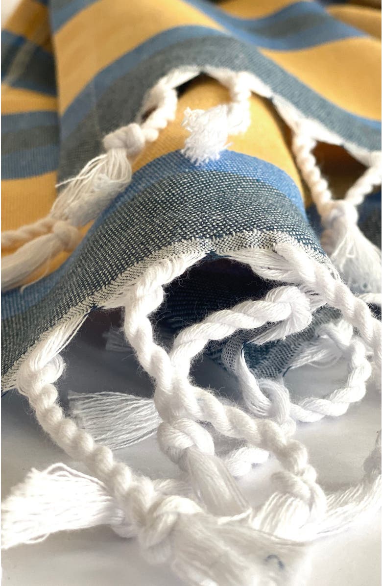 Eco Hilana Samara Striped Blue & Yellow Turkish Towel, Alternate, color, Blue & Yellow