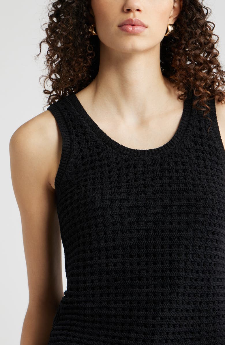 Nordstrom Mesh Stitch Sleeveless Sweater, Alternate, color, Black