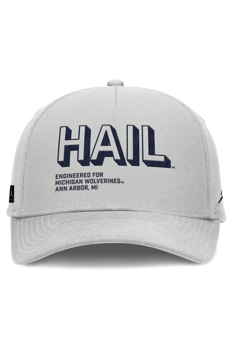 Men's Jordan Brand Gray Michigan Wolverines 2025 Sideline Dust Pinched Rise Adjustable Hat, Alternate, color, Gray