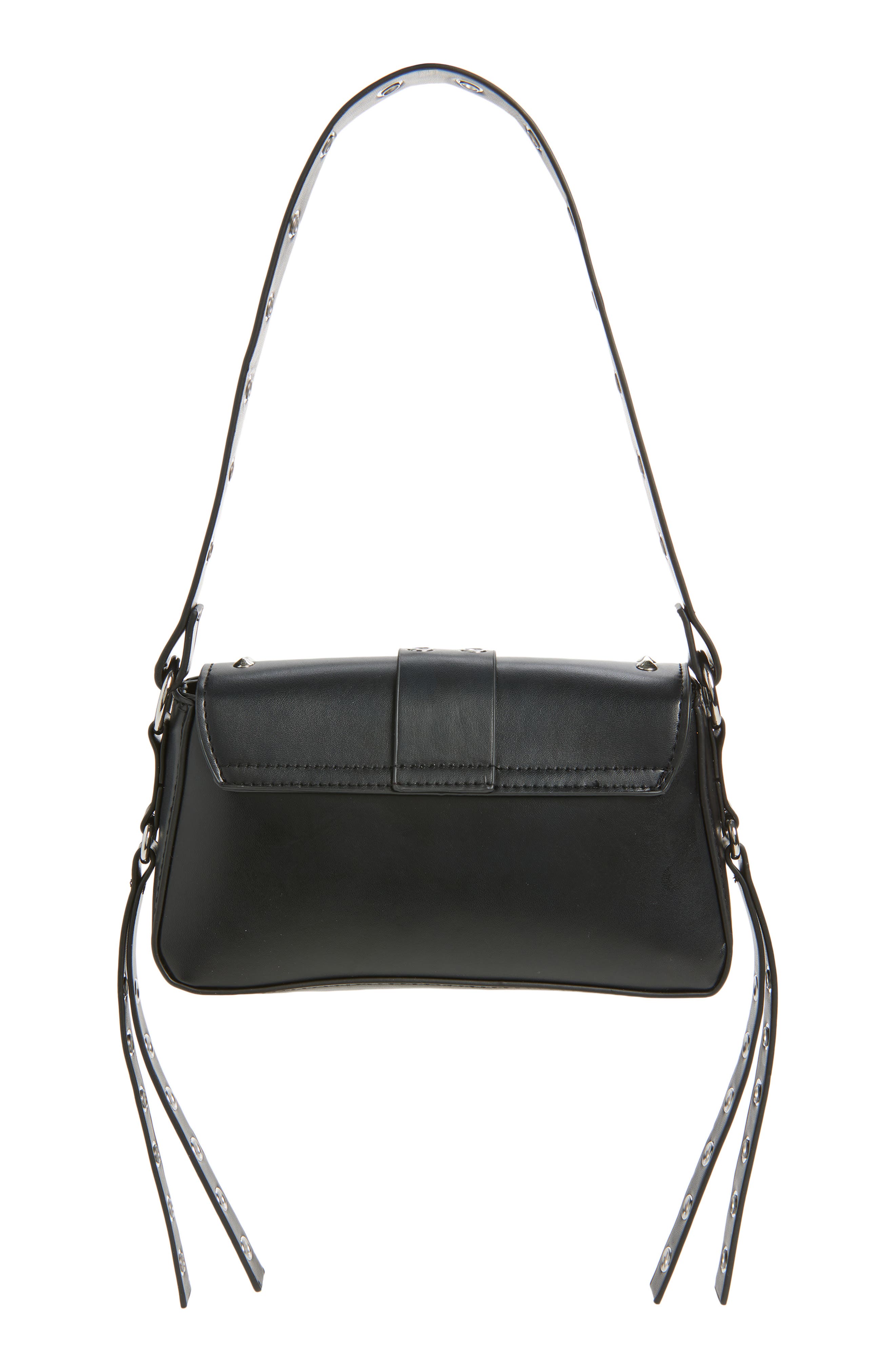 BP. Buckle Rivet Faux Leather Shoulder Bag, Alternate, color, Black