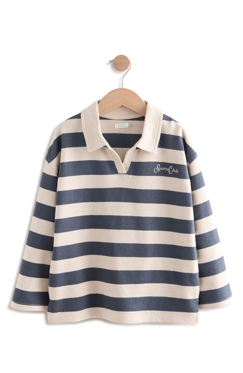 NEXT Kids' Stripe Cotton Rugby Polo, Main, color, Blue Multi