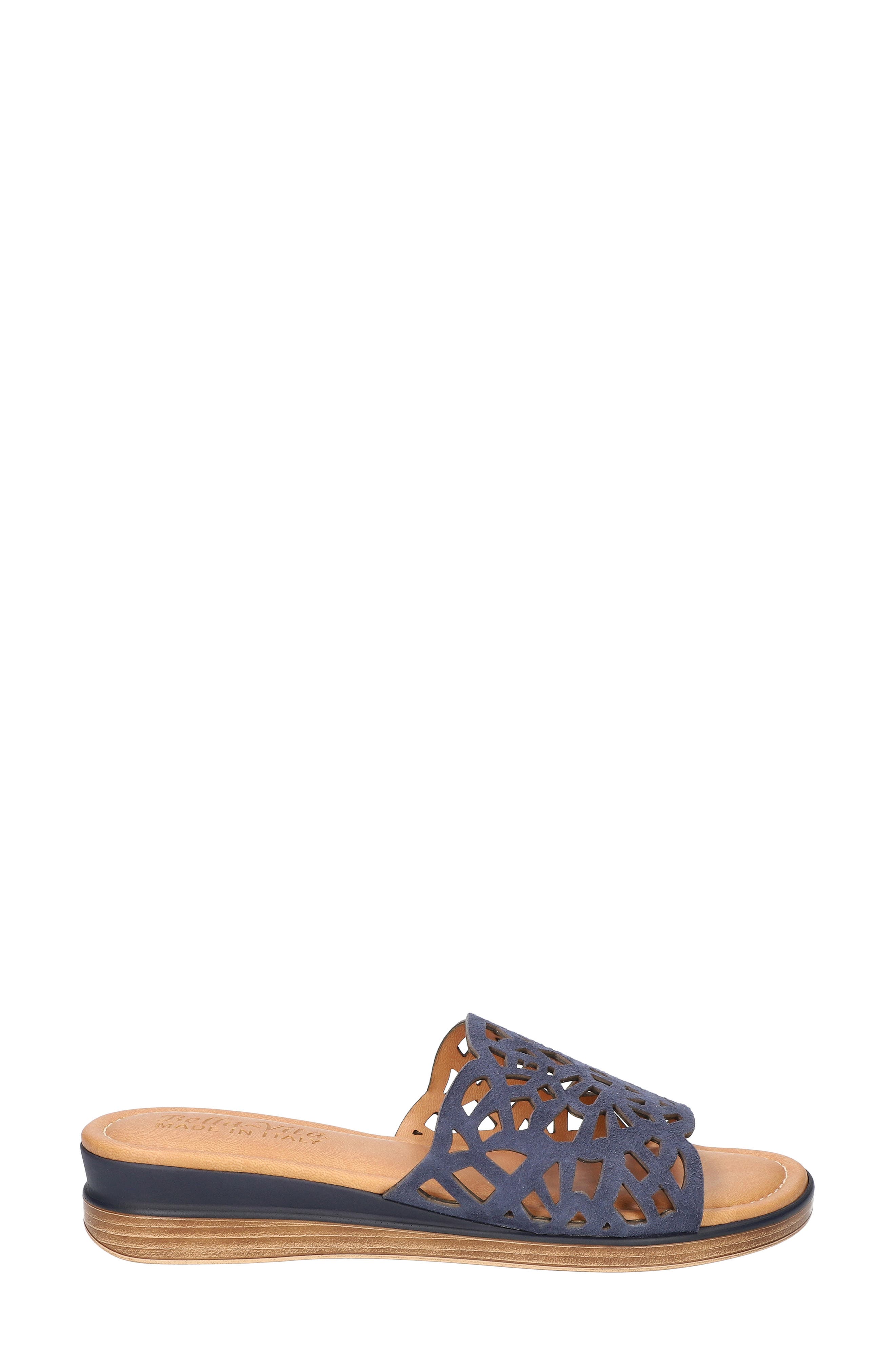 Cas-Italy Wedge Slide Sandal, Alternate, color, NAVY ITALIAN LEATHER
