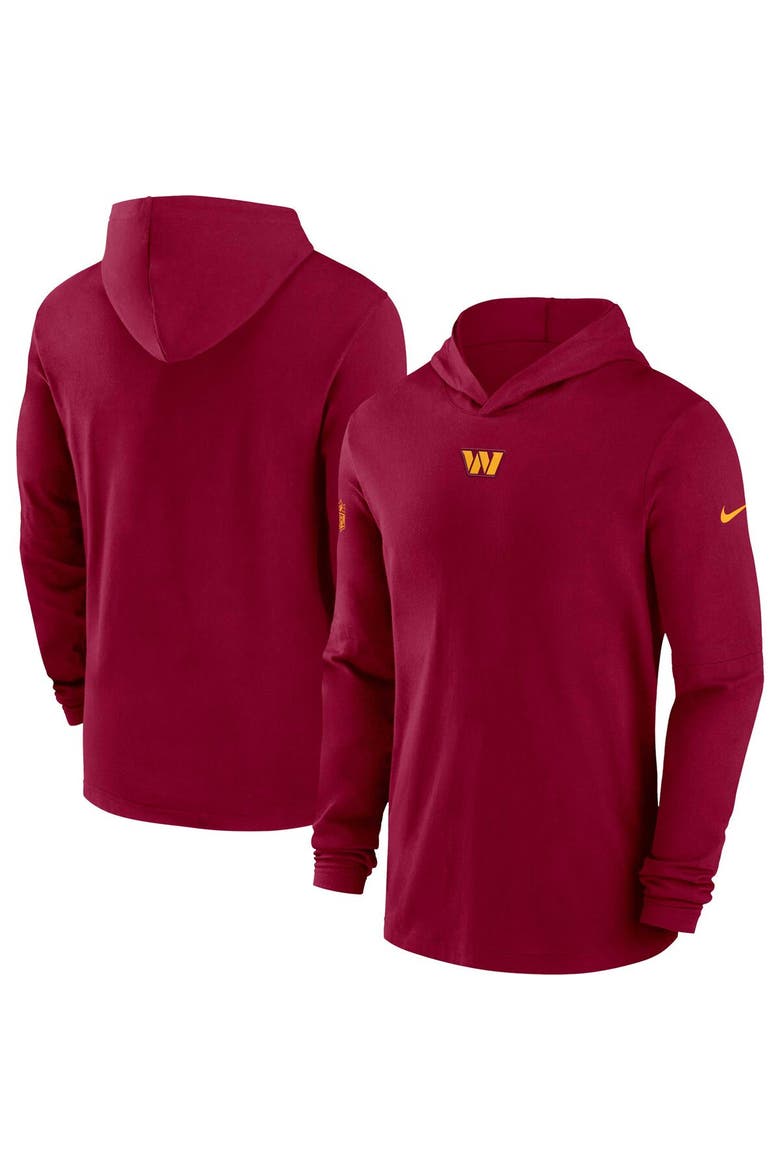 Men's Nike Burgundy Washington Commanders Sideline Performance Long Sleeve Hoodie T-Shirt, Main, color, Burgundy