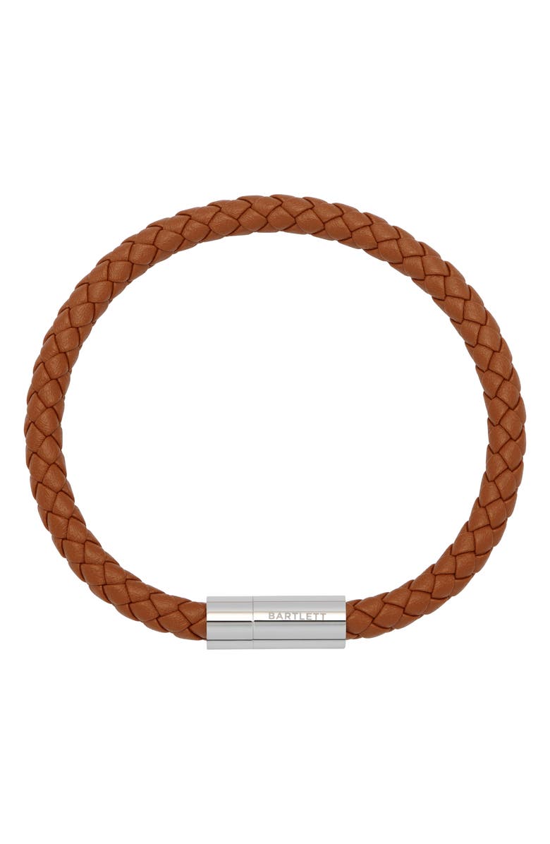 Estella Bartlett Caramel Brown Faux Leather Bracelet, Main, color, Silver