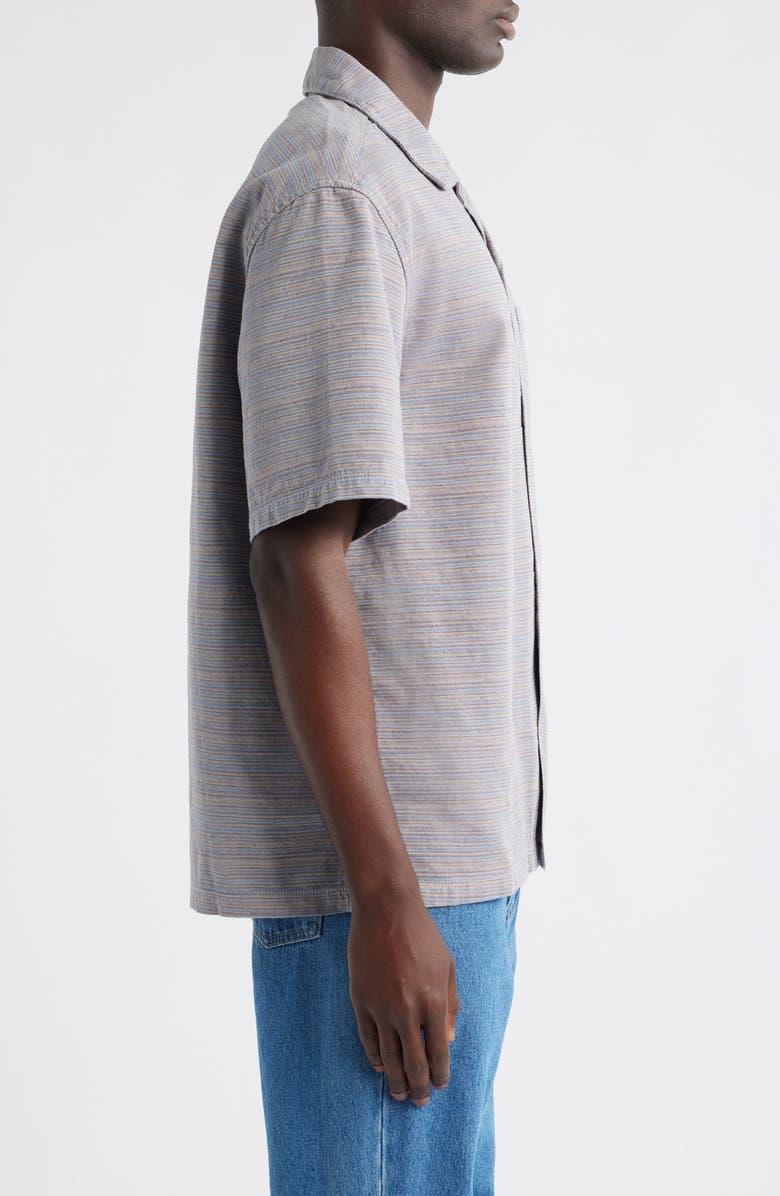 Carhartt Work In Progress Gellar Short Sleeve Cotton Jacquard Camp Shirt, Alternate, color, Gellar Stripe Multicolor
