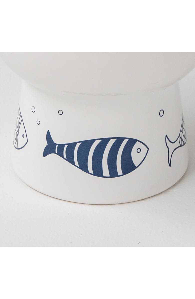 Dexypaws Elevated Ceramic Fish 7oz Cat Feeding Bowl, Alternate, color, Multicolored