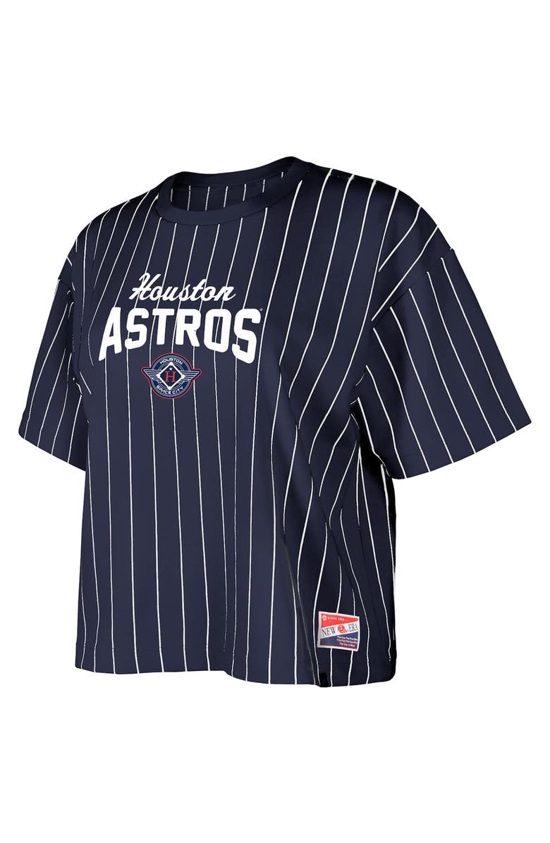 New Era Women's New Era  Navy Houston Astros 2025 City Connect Boxy Pinstripe T-Shirt, Alternate, color, 