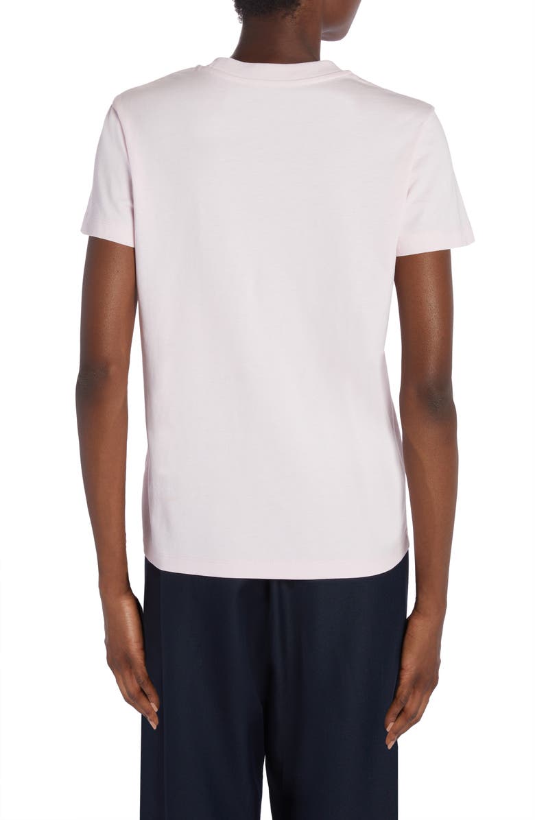 Moncler Embroidered Logo Cotton Crewneck T-Shirt, Alternate, color, Pink