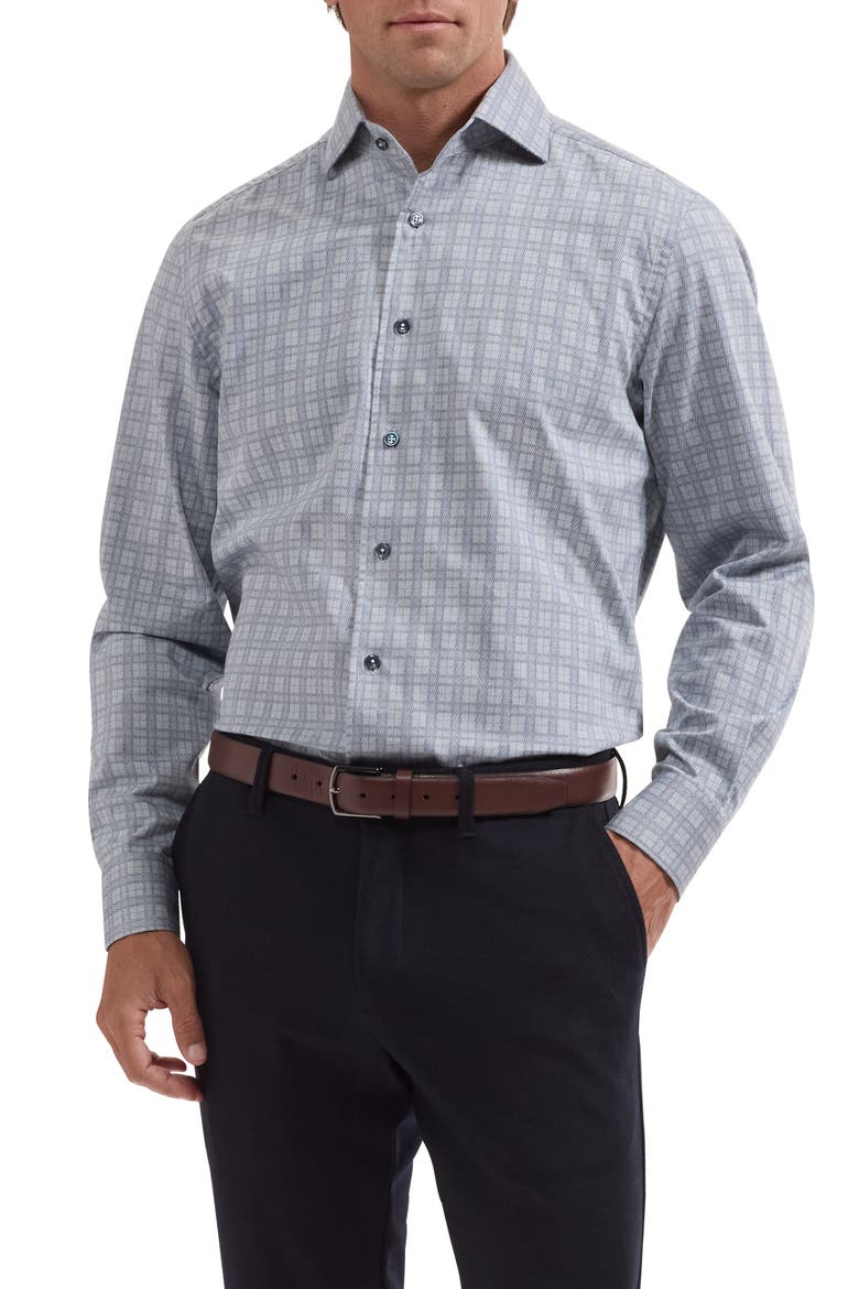 Alvin Plaid Long Sleeve Button Up Shirt, Main, color, AIR BLUE