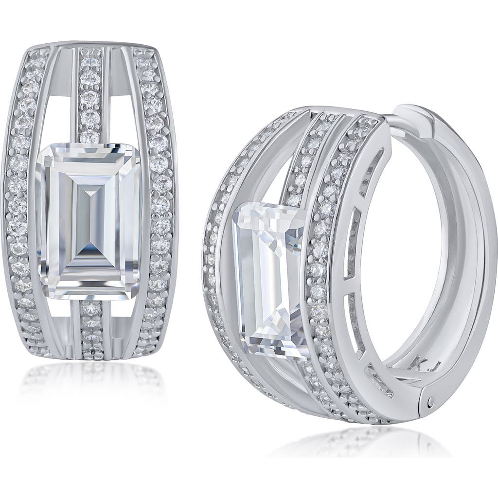 Kenneth Jay Lane Cubic Zirconia Triple Row Hoop Earrings